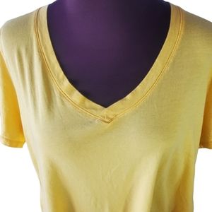 Ambiance Bright Yellow T Shirt Top High Side Slit Size 2X